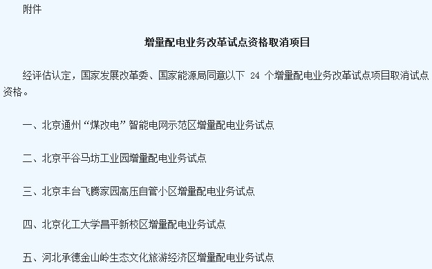 國家兩部門發布取消24個地區增量配電業務改革試點通知3